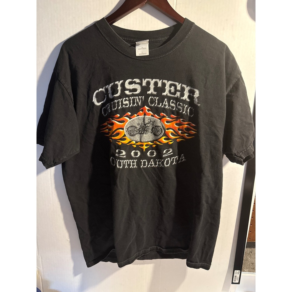 Vintage‎ 2002 Custer Cruisin Classic South Dakota Biker T-Shirt Mens Large Black